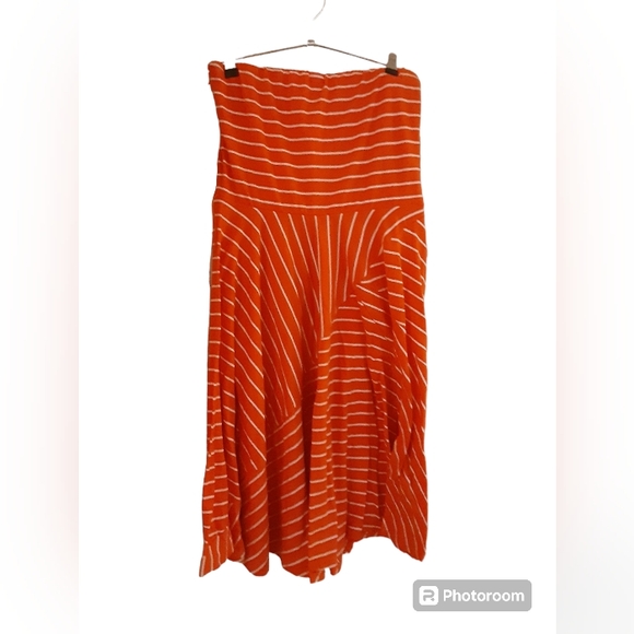 Maurices Bright Orange Striped Strapless Bandeau Swing Sundress - Picture 2 of 10